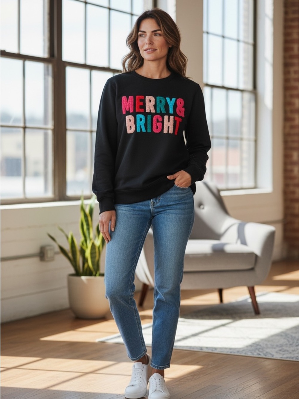 Royce Brand Merry & Bright Black Holiday Sweatshirt size M